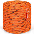 VEVOR Double Braided Polyester Rope, 3/4 in x 220 ft, 24 Strands, 20000 LBS Breaking Strength Outdoor Climbing Rope, Arborist Rigging Rope for Rock Hiking Camping Swing Rappelling Rescue, Orange/Black - size: 3/4 Inch x 220 FT, style: Polyester