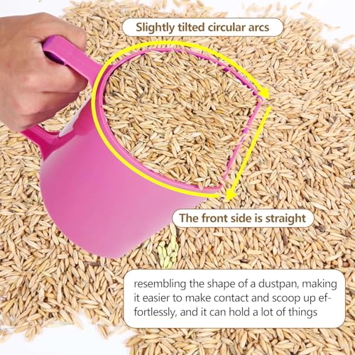 Feed Scoop - Grain Scoop for Horse,Heavy Duty Plastic Large Food Scoop for Large Dogs Livestock 1.8 Quart/7.2Cups Pink