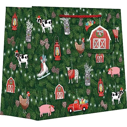 Jillson Roberts Large Christmas Gift Bags with Foil and Holographic Accents (12 Count) - color: Farm Ornaments, size: 12.5" x 10" x 5"