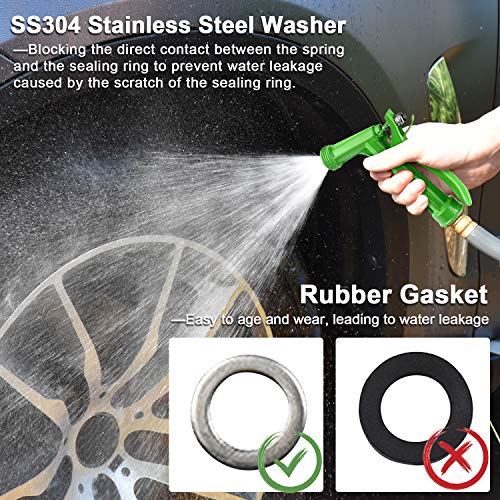 Hose Nozzle 2 Pack, Full Size Pistol Grip Water Nozzle Sprayer with Threaded Front, High Pressure Nozzle, Adjustable Spray Water Flow for Watering, Showering Pet, Washing Car, Cleaning, Green - color: Green, size: 2pcs