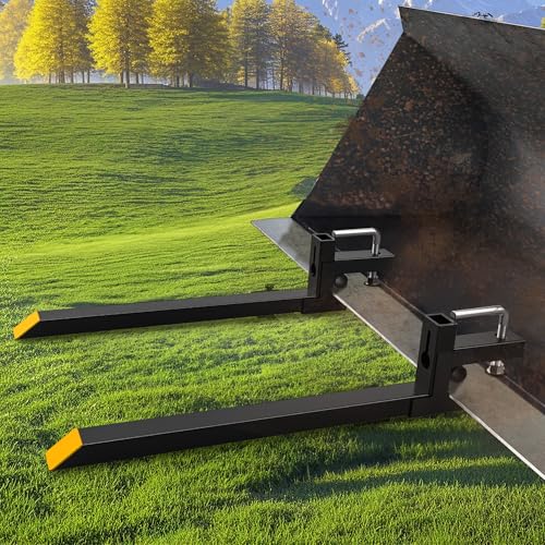 AUTOSAVER88 43" 2000lbs Clamp on Pallet Forks for Skid Steer Tractor Bucket | Quick Attach, Heavy Duty, Bolt-on, Length: 43" & Fork Length: 30", 45% Thicker Upgraded Wall, Reinforced Bolts & Screws - size: 43 Inch 2000lbs