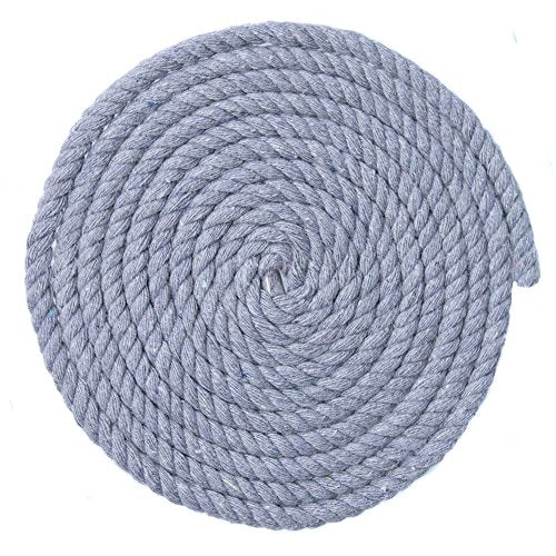 Twisted Natural Cotton Rope - 1/4 Inch - Solid Colors - Available in Lengths of 10 Feet, 25 Feet, 50 Feet, and 100 Feet - color: Light Gray, size: 10 feet