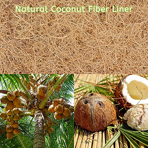 Riare 6 Pack 14 Inch Round Coco Liners Replacement, 100% Natural Coconut Coir Liners for Hanging Baskets, Garden Flower Vegetables Planter Pot, Window Box, Fence, Decks - size: 14inch