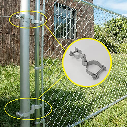 1-3/8" x 2-3/8" Chain Link Fence Gate Post Hinge, Heavy Duty Gate Hinges with 1-3/8" Female Hinges （2 Piece） and 2-3/8" Male Hinges （2 Piece）, Nut/Bolt Included, 3mm Thickness.