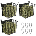 3-Pack Rabbit Hay Feeder, Metal Bunny Hay Rack with Hanging Hooks, Durable Iron Hay Feeder for Rabbit, Guinea Pig & Chinchilla Cages, Black, 6.9" x 4.7" x 6.7"