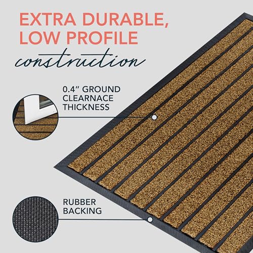 ubdyo Extra Durable Door Mat Outside Entrance (36" x 24", Bright Brown) | Dirt Trapping, Non-Slip Backing, Indoor or Outdoor Use, Welcome Mat, Low Profile, Natural Rubber, Stain Fade Resistant - color: Bright Brown, size: 36" x 24" (Rectangular)