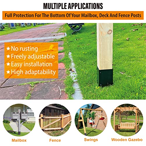 Stainless Steel Adjustable (Range 3.3"-6") Post Protector, Protects Wooden Mailboxes and Fences from Lawnmower and rain Damage (Black, 1 Set) - color: Black, size: 1 set