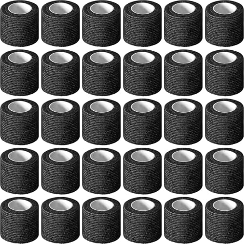 Treela 36 Pcs Self Adherent Bandage 2" X 5 Yard Wrap Breathable | Cohesive Bandage Elastic Adhesive Tape for Stretch Athletic Sports Wrist Ankle - color: Black, size: 2" X 5 Yard