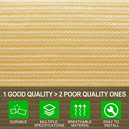 Shatex Shade Panel 12x20ft Block 90% of Sunlight with Ready-tie up Ribbon for Pergola Gazebo Porch 12ft - size: 12x20ft with Rope - Beige