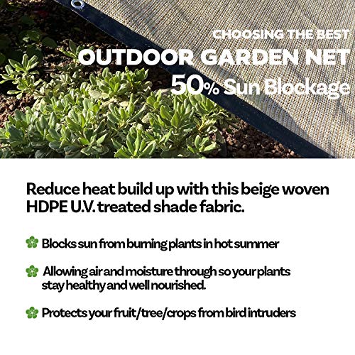 Alion Home HDPE 50% Sun Block Shade Cloth Garden Netting Fabric (6'x6'6'', Beige) - color: Beige, size: 6'x6'6''