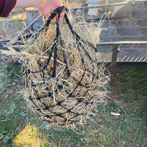 Slow Feed Hay Net for Horses,2 Pack Hanging Feeder for Horses Sheep Goats, Black Nylon Mesh Bag, 40 Inch Length, 2.36 Inch Holes, Cross Weave Design,