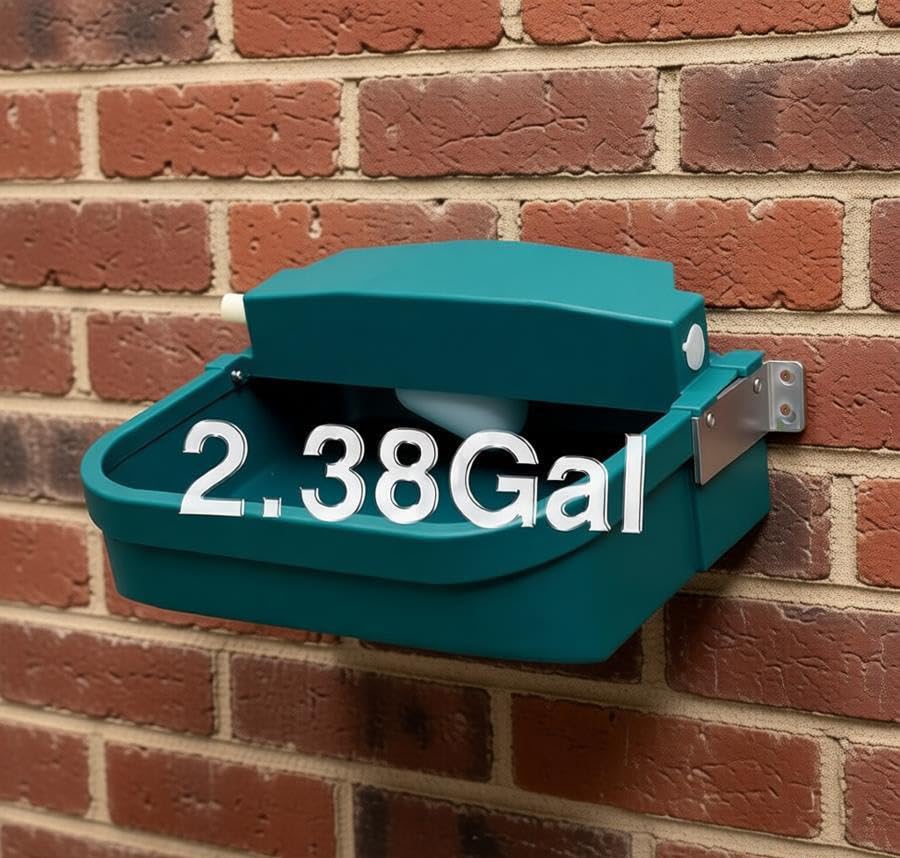 9L/300oz Automatic Dog Water Bowl Wall Mounted for Chicken Cat Cattle Sheep