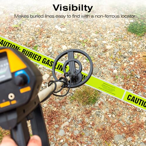 1000 Feet Caution Buried Gas Line Below Green/Black Print Safety Tape with Above-Ground Caution Tag, 2 Inch x Foot 5 Mil, Detectable 2-Inch - style: Caution Buried Gas Line