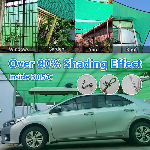 90% Blackish Green Shade Cloth, 12 x 12 ft with Reinforced Grommets | Durable mesh shade net for greenhouses, plants, chicken coops, pergolas, pools, canopies, patios and gardens - size: 12 ft x 12 ft