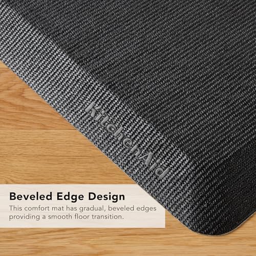 KITCHENAID Gourmet Series Kitchen Comfort Gel Mat, Woven Texture, Matte Black, 20"x39" - color: Matte Black