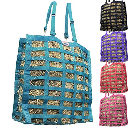 Derby Originals Supreme 4-Sided Slow Feed Hay Bag – Patented, 1-Year Warranty, 3.5" & 1.75" Openings - color: Petroleum Blue