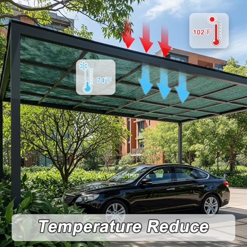 SUNNY GUARD Sun Shade Cloth, 12 x 20 FT Green HDPE Mesh | 65-75% Breathable shade cover creates a cooler space for plants, vegetables, greenhouses, patios, chicken coops, and kennels - color: 70 SHADE-GREEN, size: 12 FT x 20 FT