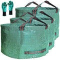 Professional 3-Pack 63 Gallon Lawn Garden Bags Large (D31,H19 inch) Yard Waste Bags W/Gardening Gloves,Standable,Reusable Leaf Bag,Lawn Debris Bin,Garden Trash Container,Plant Trimmings Bag 4 Handles - size: 1 Count (Pack of 3)