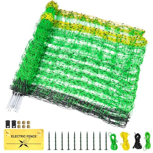 Electric Fence Netting, 35.4" H x 164' L, Portable Livestock Nets Mesh for Hog, Dogs, Deer, Goats, Electric Fencing for Backyards, Homesteaders, Farms, Ranches, Gardens - size: 35.4" H x 164' L Livestock