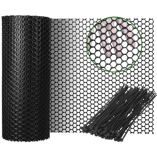 Gardzen Plastic Chicken Wire Mesh 16in x 33ft with 70 pcs Ties | Durable Chicken Fence for Poultry, Garden Protection & DIY Crafting, Heavy-Duty Mesh Netting for Outdoor & Indoor Use - size: 16In x 33ft