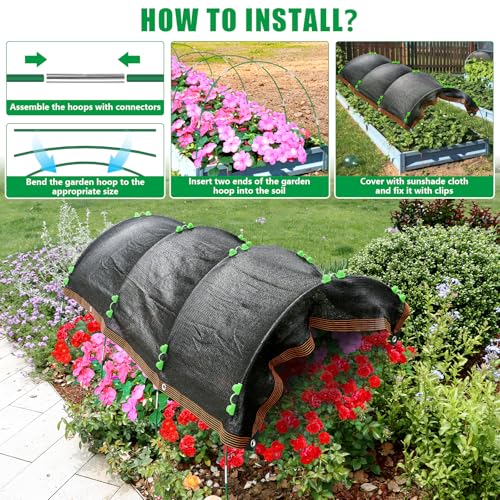 KJX 78.7"x39.4" Garden Shade Kit, 70% Garden Sun Shade Cloth with Hoops | Garden Shade Kit for Plants Heat Protection, Raised Garden Bed Shade Cover Plant Sun Shade for Outdoor Plants Vegetables - size: 78.7"x39.4" Shade Cloth-1 Pack