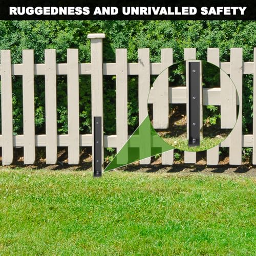 2-Pack Fence Post Repair Kit, 33.5" Heavy Duty Adjustable Thickened Metal Fence Post Anchor with Anti-Rust Coating for Repairing Tilted and Broken Wooden Post