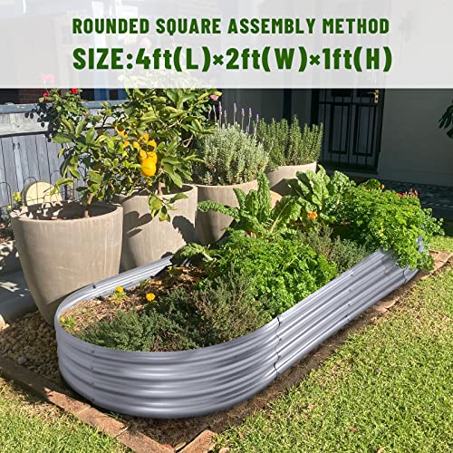 Land Guard Galvanized Raised Garden Bed Kit, Galvanized Planter Garden Boxes Outdoor, Oval Large Metal Raised Garden Beds for Vegetables………… - color: 1-silver, size: 4×2×1ft(1pcs）