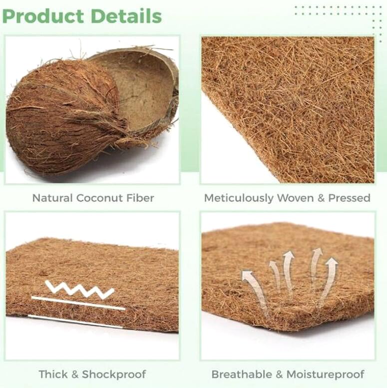 4 Pack Chicken Nesting Pads Box Rabbit Hutch Organic Supplies Coop Nest Liners Natural Coconut Palm Hens Nest Bedding Mats 13x13inch Multi-Role Poultry Supplies for Laying Eggs