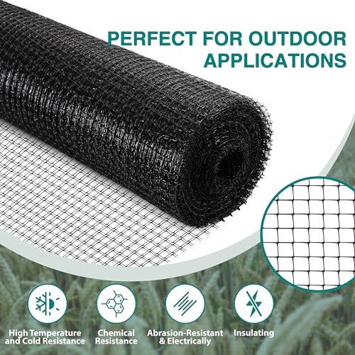 FRUITEAM Deer Fence Netting, 8FT x 100FT Heavy Duty Black PP Coated, Garden Protection Barrier, 0.7"x0.7" 70gr/sqm Mesh, Long-Lasting Yard Garden Fencing Roll - size: 8FT×100FT