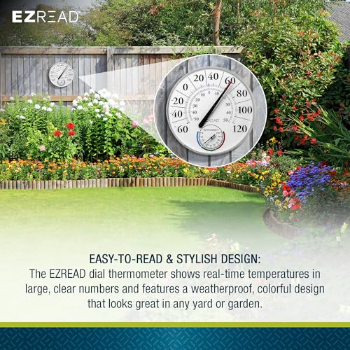 Headwind Decorative Dial Thermometer - 12.5 Inch Indoor & Outdoor Wall Thermometer – Weather Resistant Patio Dial for Garden Use - Solar by EZRead - color: Thermometer & Hygrometer
