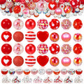 112 Pcs Red Bubblegum Beads for Pens, Spacer Beads | 28 Pcs Pen Beads 14 Styles, 84 Pcs Spacer Beads, Colorful Rhinestone Bead for Jewelry Making,Valentine's Day, Xmas Gifts - color: Red