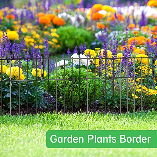 10 Pack Animal Barrier Fence No Dig,Metal Garden Fence Panels for Dog,Black | 17 In(H) X 10 Ft(L), Fence Gap Blocker, Hard and Rustproof, Easy to Install - size: 10 Pack