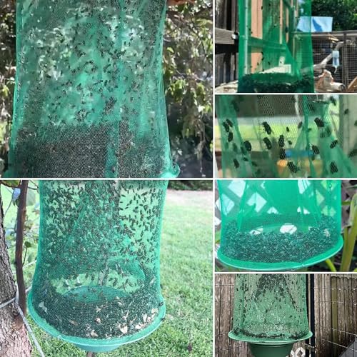 8 Ranch Fly Traps Outdoor Hanging, Reusable Stable Horse Fly Catcher Cage | Flies Control Killer Repellent with Food Bait Tray for Barn, Orchard, Farm, Horse, Patio - size: 8 pack