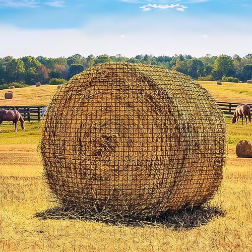 6x6 ft Round Bale Hay Net - Large Slow Feeder for Horses & Livestock, Knotless Design Slow Feeder Hay Nets, Fits 4x4ft 5x5ft 6x6ft Round & 3x3x8ft 4x4x8ft 5x5x8ft Square Bales (Black-Round) - color: Black-Round