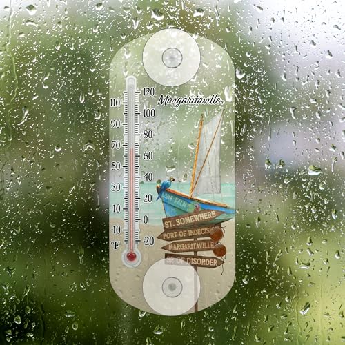 La Crosse 204-1081MV2 8-inch Analog Capillary Window Thermometer with Parrot - color: Off Tan beach