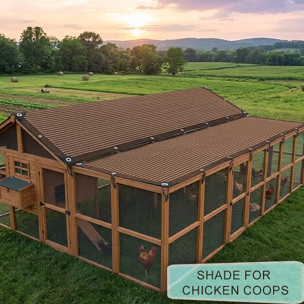 70% Shade Cloth - Sun Shade Cloth Mesh Tarp with Grommets Pergola Shade Cover Canopy, Mesh Tarp Sun Screens for Patio, Outdoor, Garden, Backyard [Brown 3x12FT] - size: 3×12FT