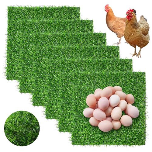 Chicken Nesting Pads, 12x12 Washable Artificial Grass Mat for Chicken Coop, Reusable Pet Garden Turf with Rubber Backing (6PCS) - color: 6PCS