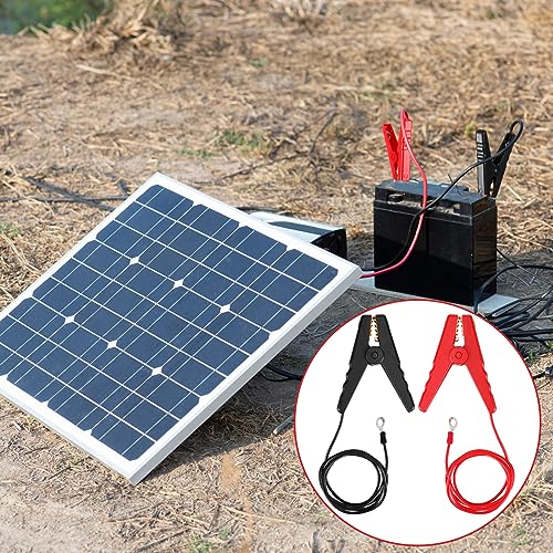 Kanayu 6 Pcs 3 ft Solar Electric Fence Wire Connectors Solar Fence Charger Connectors Electric Connect Clips Lead Copper Wire with Alligator Clip