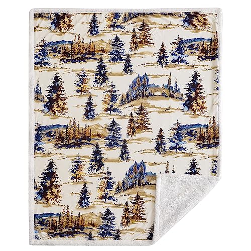 Paseo Road Indigo Hill by HiEnd Accents Acadia 54x68 Throw Blanket | Forest Pine Trees Nature Woodland Mountain Print, Western Cabin Lodge Rustic-Style Fleece Blanket for Camping - color: Acadia Pine Trees