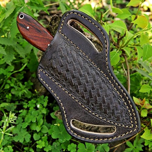 Custom Handmade 7'' fixed blade hoof rasp knife Cow boy knife Turquoise Handle Damascus steel Bull cutter, cowboy knives with pancake leather sheath (BLUE RESIN) - color: BLUE RESIN