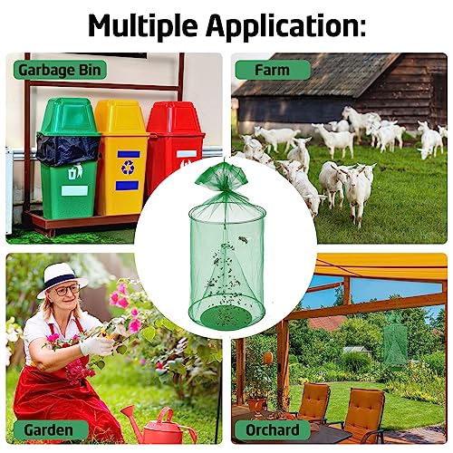 Qualirey 12 Pcs Ranch Fly Trap Outdoors Stable Reusable Horse Outdoor Hanging Pest Fly Trap Catcher Cage with Pots Flay for Farm Orchard Restaurants