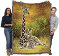 Pure Country Weavers Mother and Son Giraffe Blanket by Lucie Bilodeau - Gift Tapestry Throw Woven from Cotton - Made in the USA (72x54) - color: Giraffe