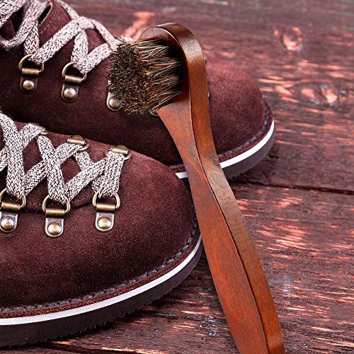 Jovitec 5 Pack Horsehair Polish Applicator Brush Kit Saddle Soap Shoe Shine Brush Dauber Wooden Care Shine Clean for Leather Boot Bag - color: Brown