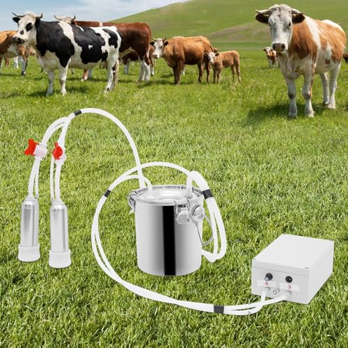 Milking Machine, 0.79 Gal Capacity 2-in-1 Pulsation Cow Milking Machines Adjustable Electric Cow Milker Portable Electric Goat Milk Machine w/Stainless Steel Milk Bucket for Family Farm(3L/ 0.79Gal) - size: 3L/ 0.79Gal
