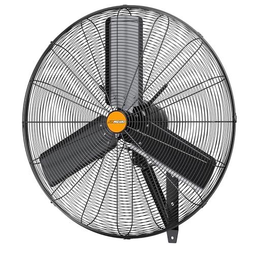 24 inch Outdoor Oscillating Wall Mounted Fan, High Velocity IPX4 Waterproof 7350 CFM Industrial Metal Wall Fan, 2 Speed, Adjustable Tilt, for Greenhouse, Patio, Garage, Workshop - size: 24 inch - Outdoor