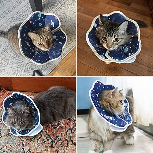 Soft Cat Cone, Adjustable Recovery Collar After Surgery to Prevent Licking Wound, Protective Cat Neck Cone, Comfortable Pet Elizabethan Collar for Cats Kittens and Puppies (XS) - size: XS (Neck: 2.7-4.8 in)