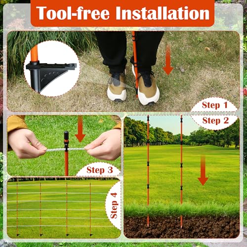 20Pcs 45in Electric Fence Post Fiberglass Stakes Temporary Fence | Electric Fence Post Temporary Fence Stakes with Clips for Cows, Sheep&Animals, Garden Protection Pole for Livestock Control