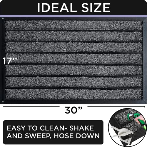 Ubdyo Extra Durable Door Mat Outside Entrance (30" x 17", Bright Grey) | Dirt Trapping, Non-Slip Backing, Indoor or Outdoor Use, Welcome Mat, Low Profile, Natural Rubber, Stain Fade Resistant - color: Bright Grey, size: 30" x 17" (Rectangular)