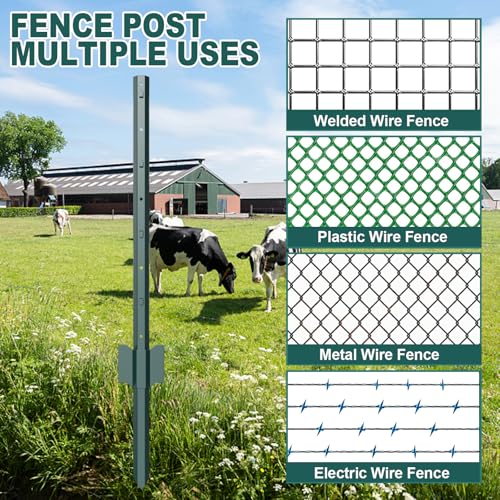 3FT Metal Fence Post, 5 Pack Heavy Duty Garden Fence Posts T Post, No Dig U-Post for Garden, Yard, Patio Fencing - size: 3FT-5PCS Integral