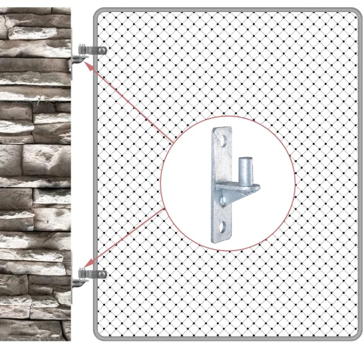 Wall Mount Gate Hinge Chain Link Fence Gate Hinges with 5/8 Hinge Pin (2 Pcs) - size: 2 Pcs